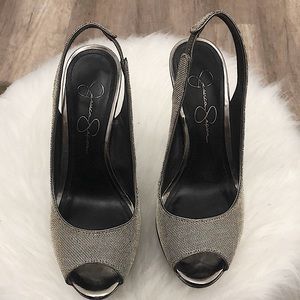 Jessica Simpson Silver Platform Heels